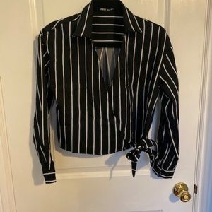 Striped Blouse Wrap Top